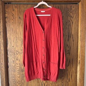 Maurices Deep Red V-Neck Cardigan